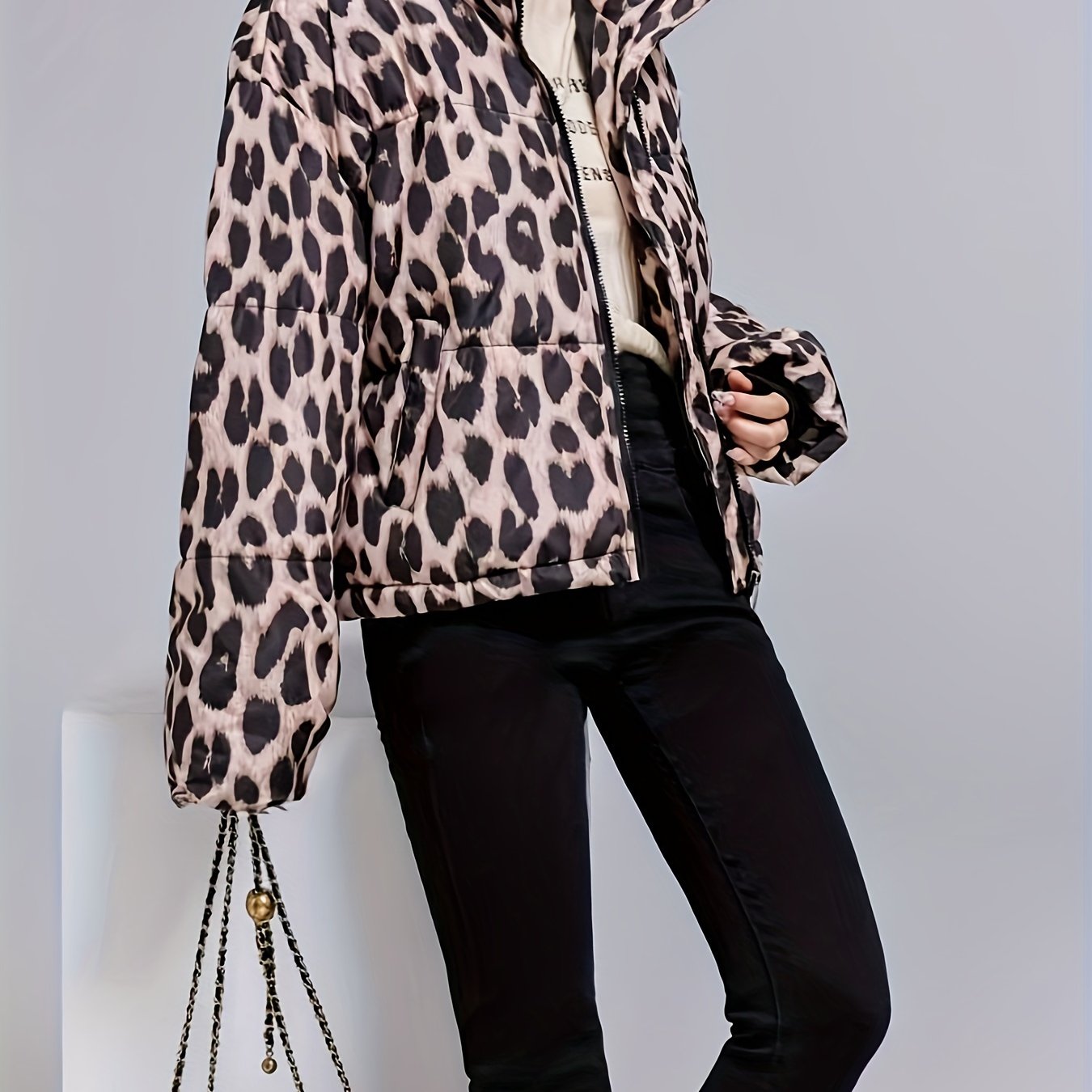 Women's Leopard Print Polyester Padded Jacket | Camo Colors