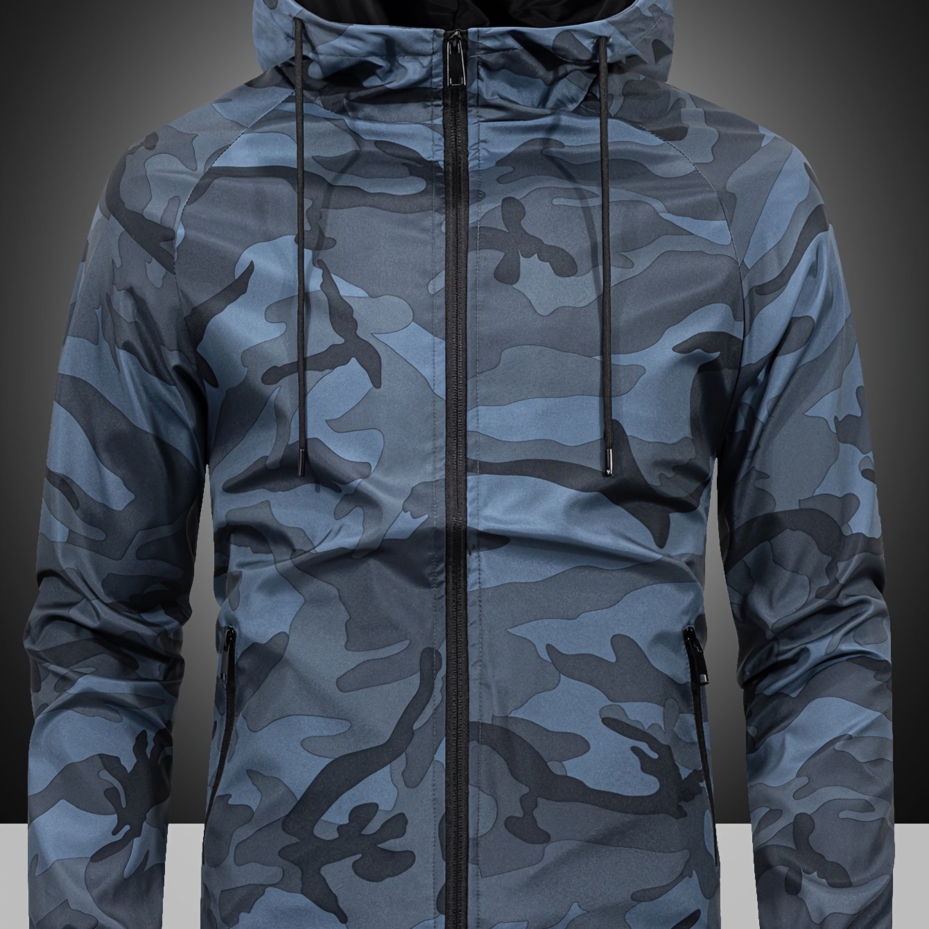 Long Sleeve Hooded Zipper Jacket for Men Camo Colors
