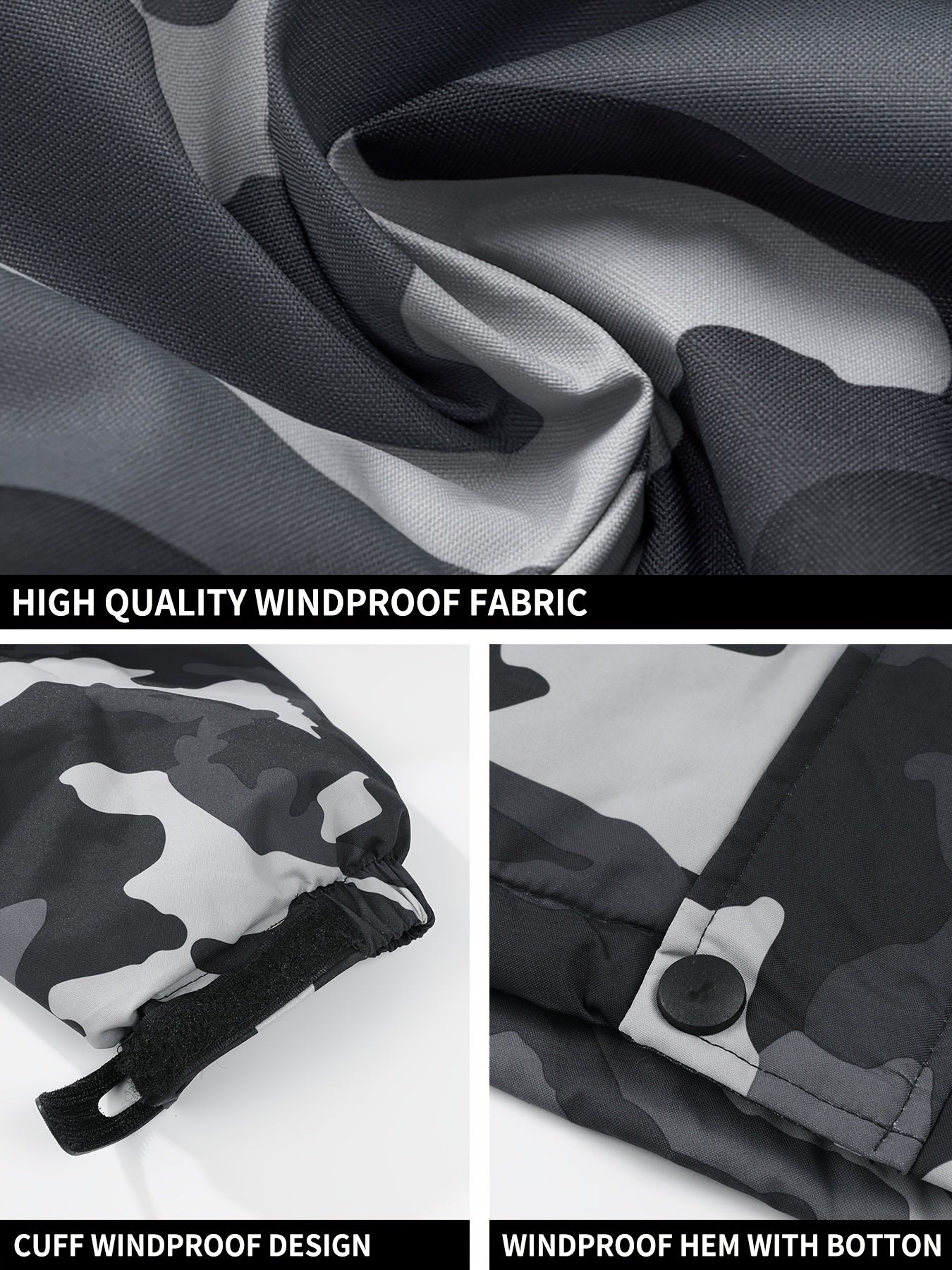 Men's Mountain Ski Jacket Windproof Jacket | Slate Grey Camo Colors