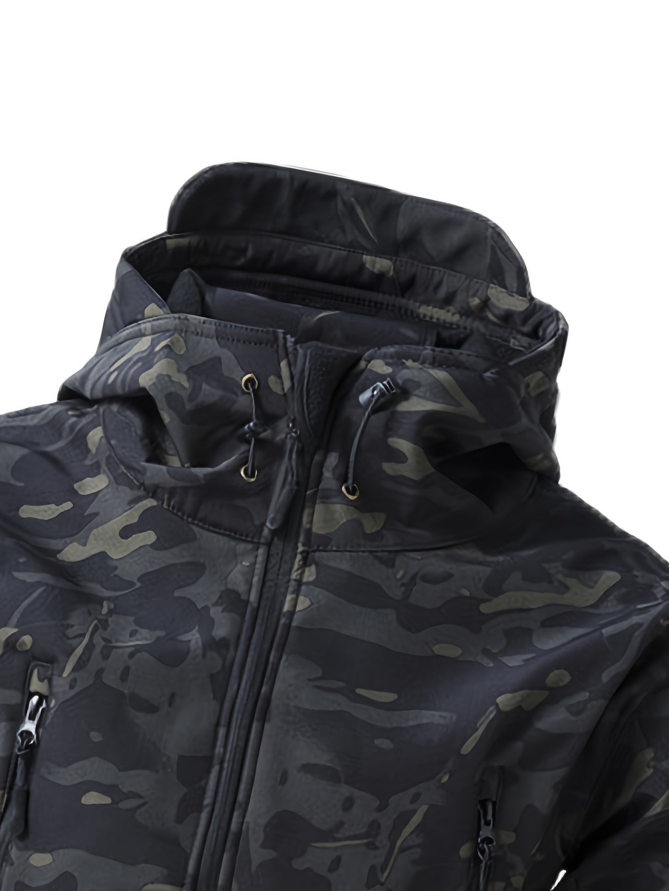 Men's Military Camo Jacket | Hooded Windbreaker with Zippered Pockets, Removable Hood Camo Colors