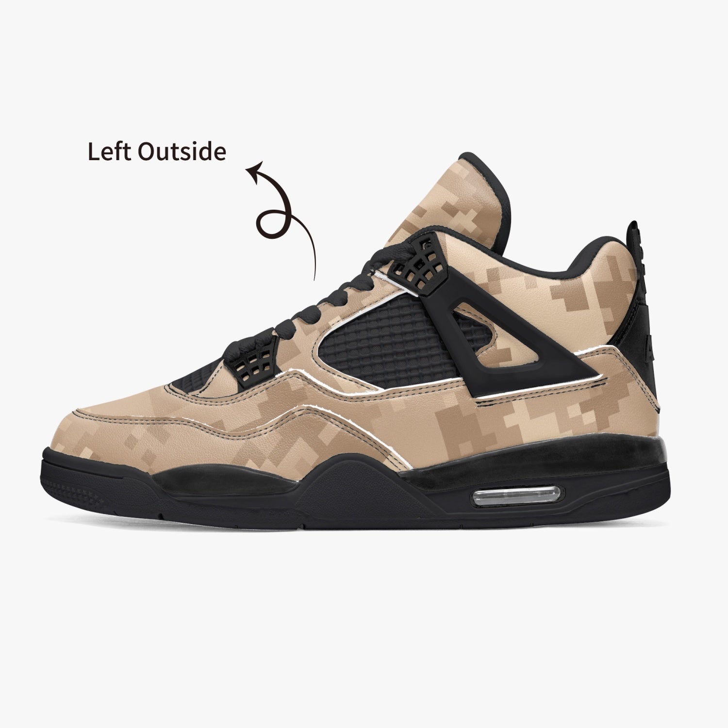 Camo Jordans AJ4 | Brown Pixel | Black Sole Camo Colors