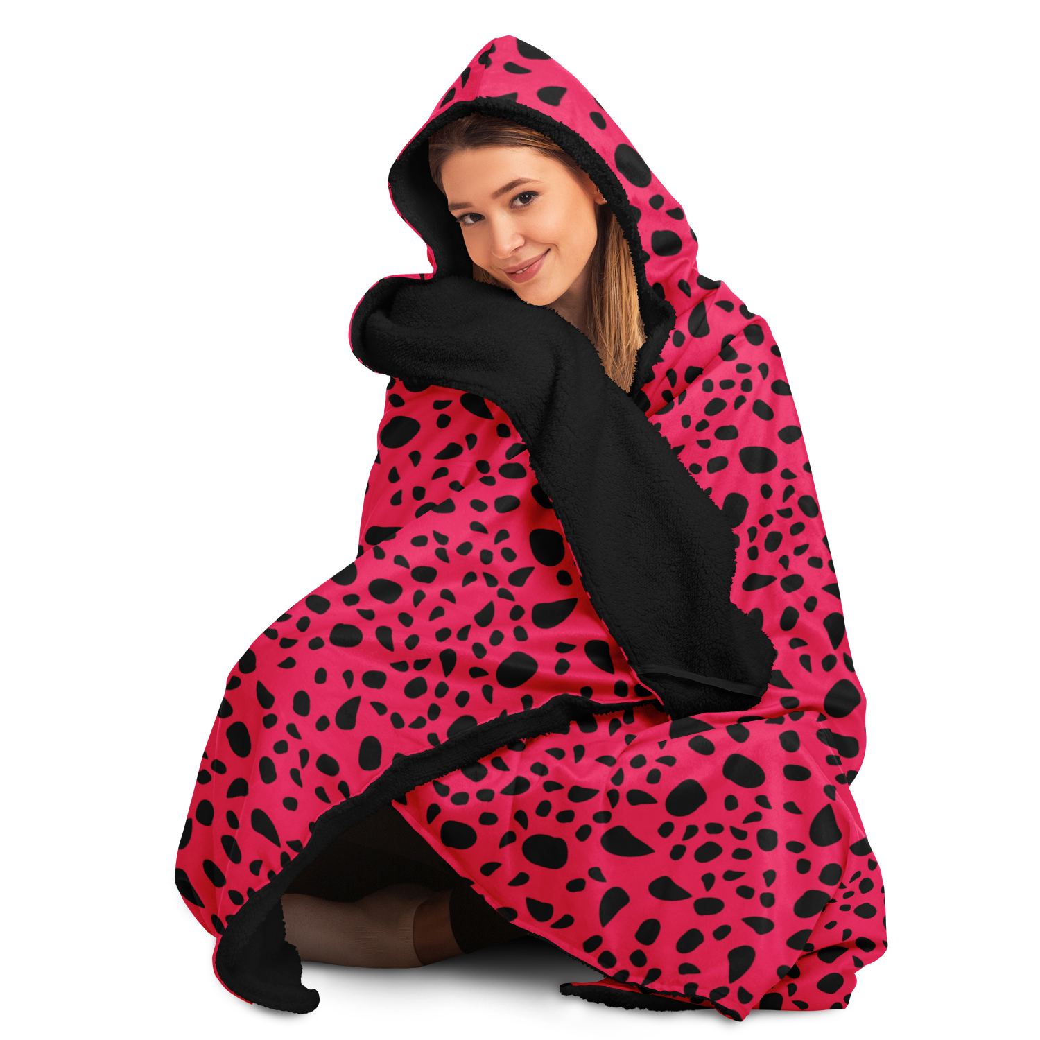 Blanket Hoodie | Pink Leopard Print | Microfleece Lining | Camo Colors