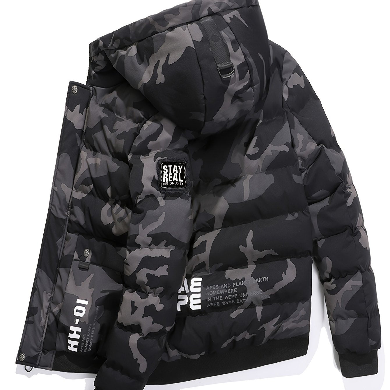 Men's Camo Hooded Jacket: Comfy, Warm Outerwear for Autumn/Winter Camo Colors