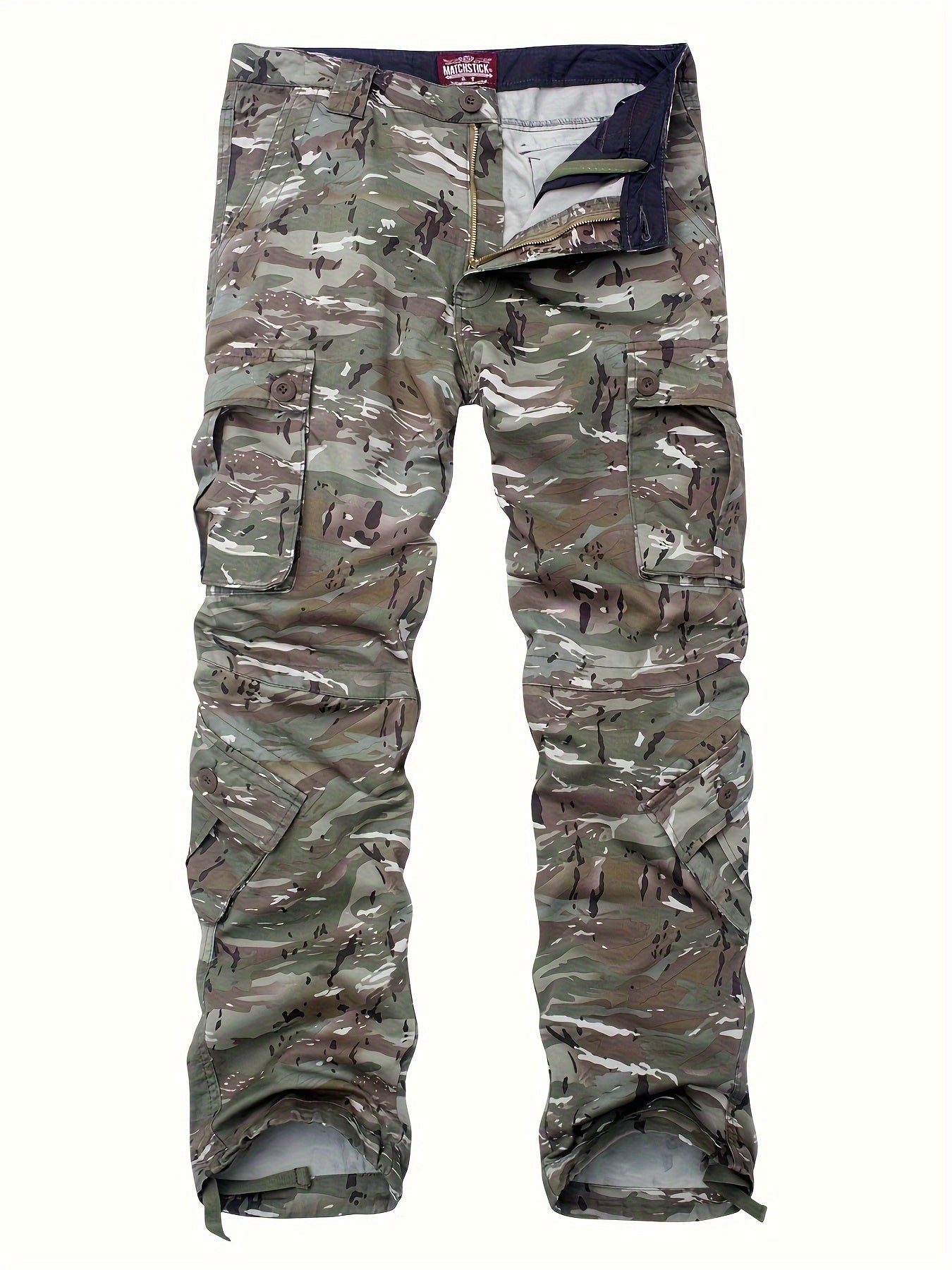 Camo Cargo Pants for Men: Cotton, Casual Fit, Zip & Drawstring Closure Camo Colors