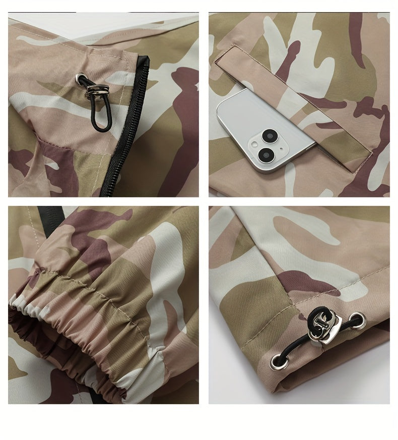 Military Style Men's Camo Jacket in Khaki and Green Camo Colors