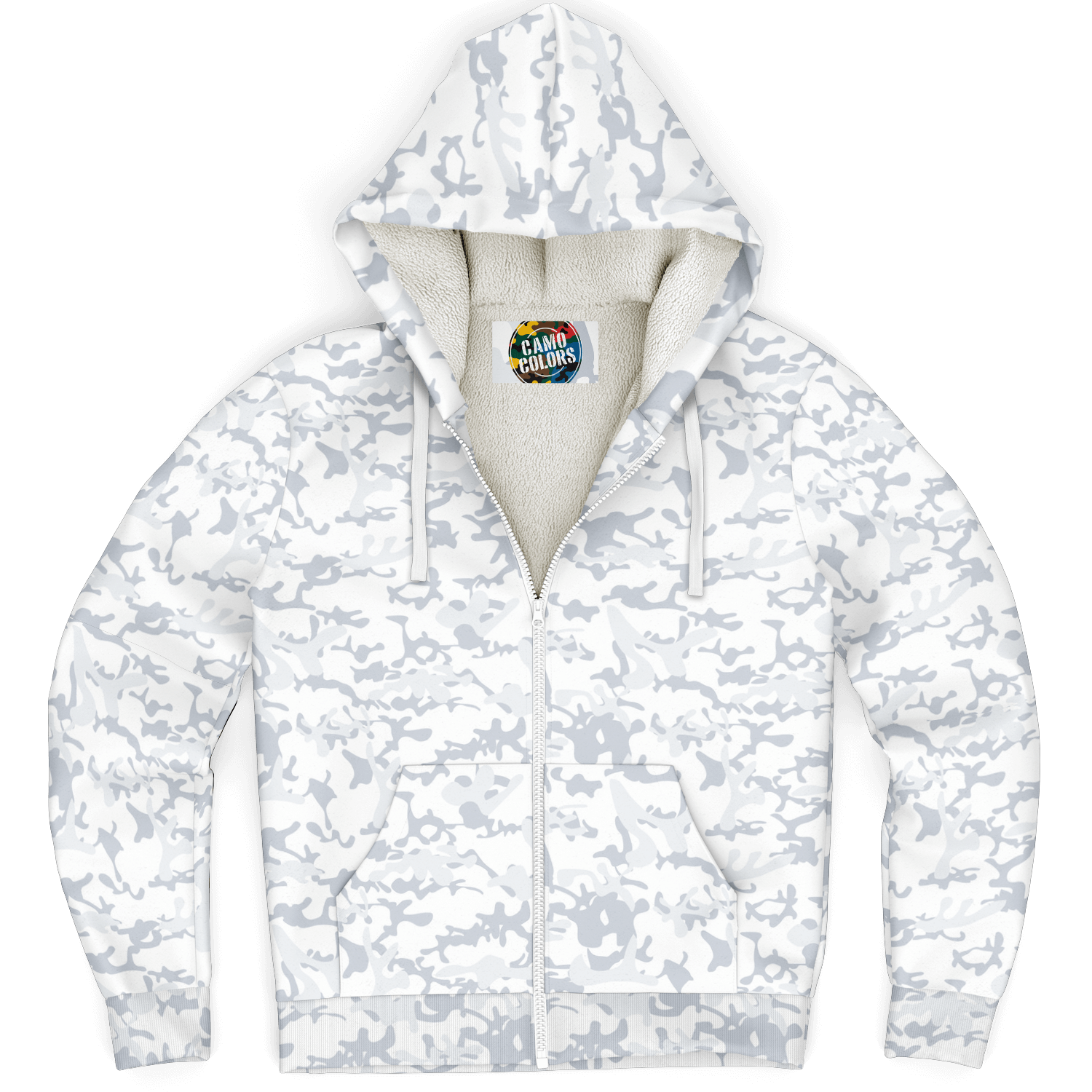 Microfleece Zip Hoodie | Army Snow Camouflage Camo Colors