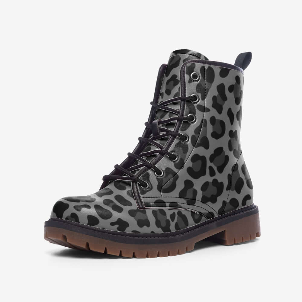 Leopard Boots | Lightweight Leather | Gray & Black Camo Colors