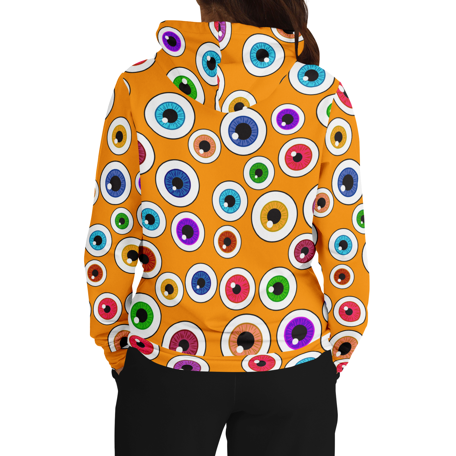 Orange Halloween Hoodie | Creepy Cute Eyeballs Camo Colors