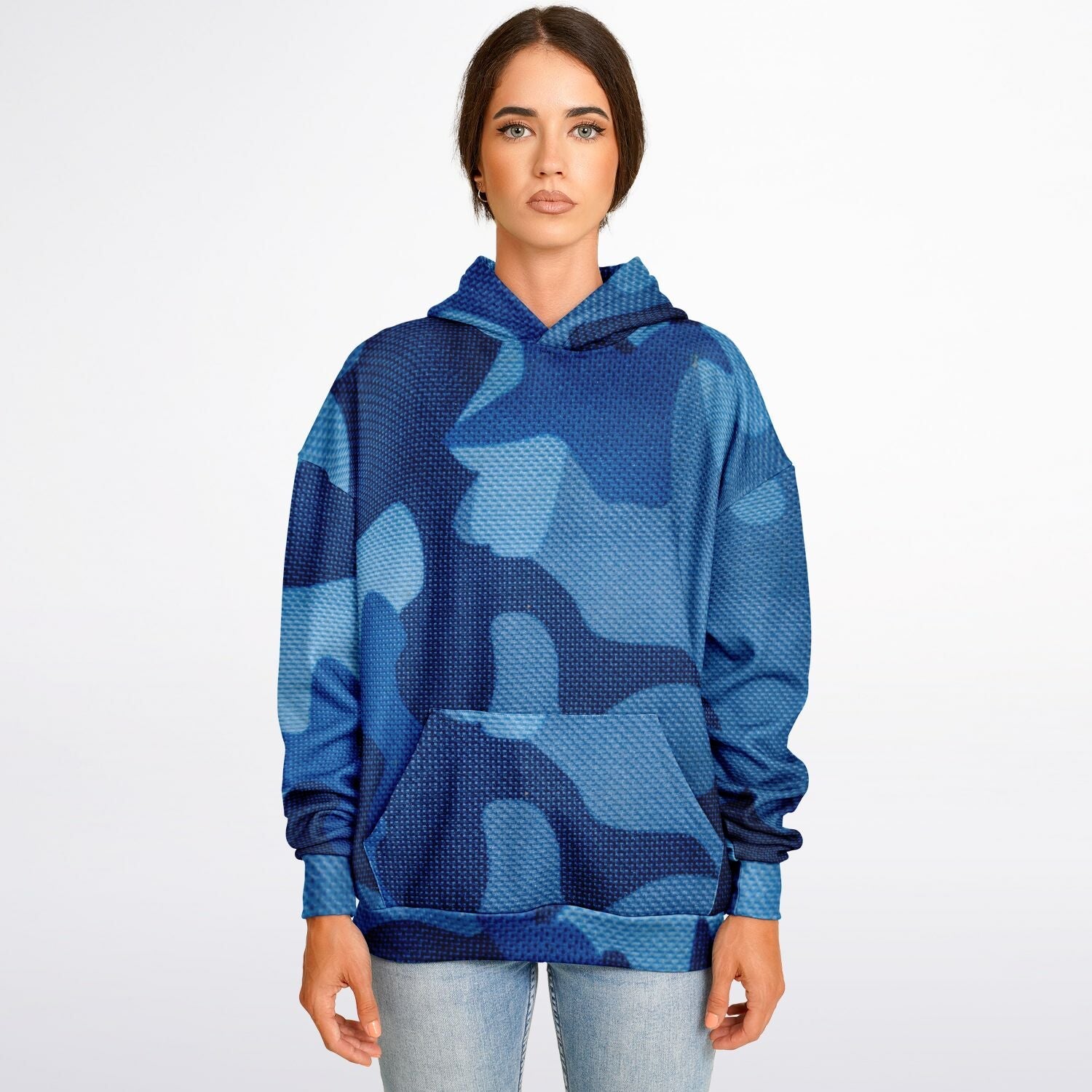Blue Oversized Hoodie | Camouflage Cloth Pattern | Camo Colors