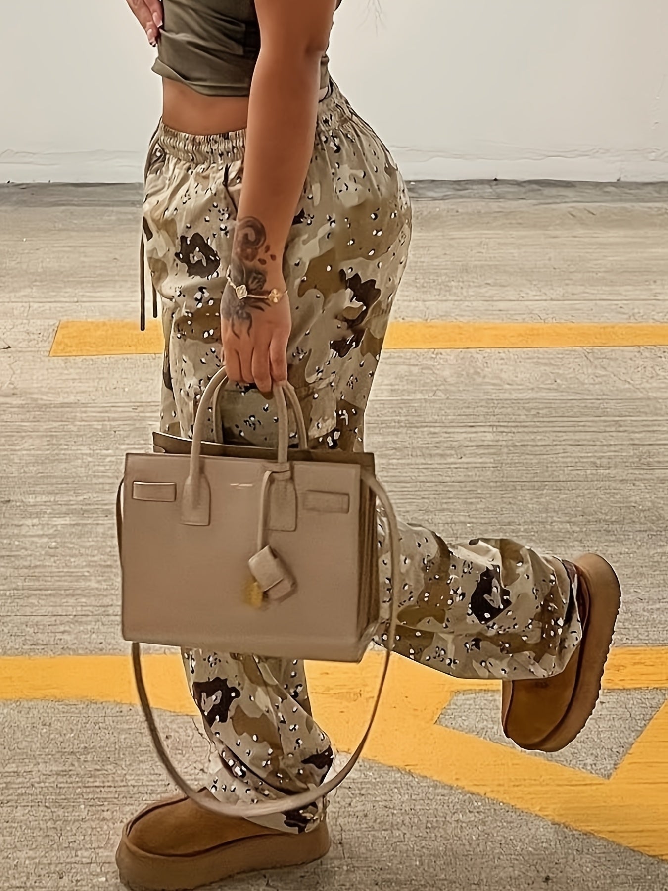 Y2K Style US Marines Pattern Drawstring Cargo Pants | Camo Colors