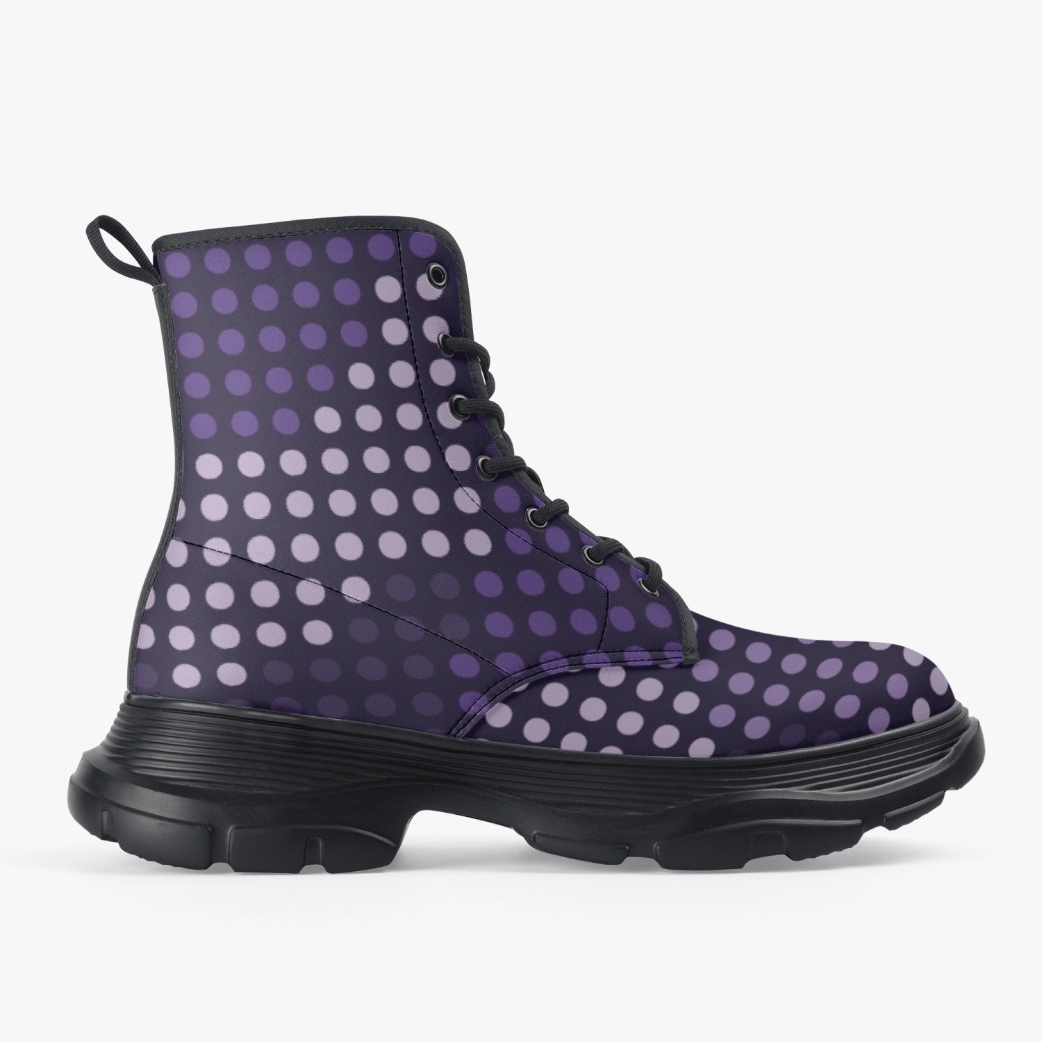 Chunky Boots | Leather in Blue LED Camouflage Camo Colors