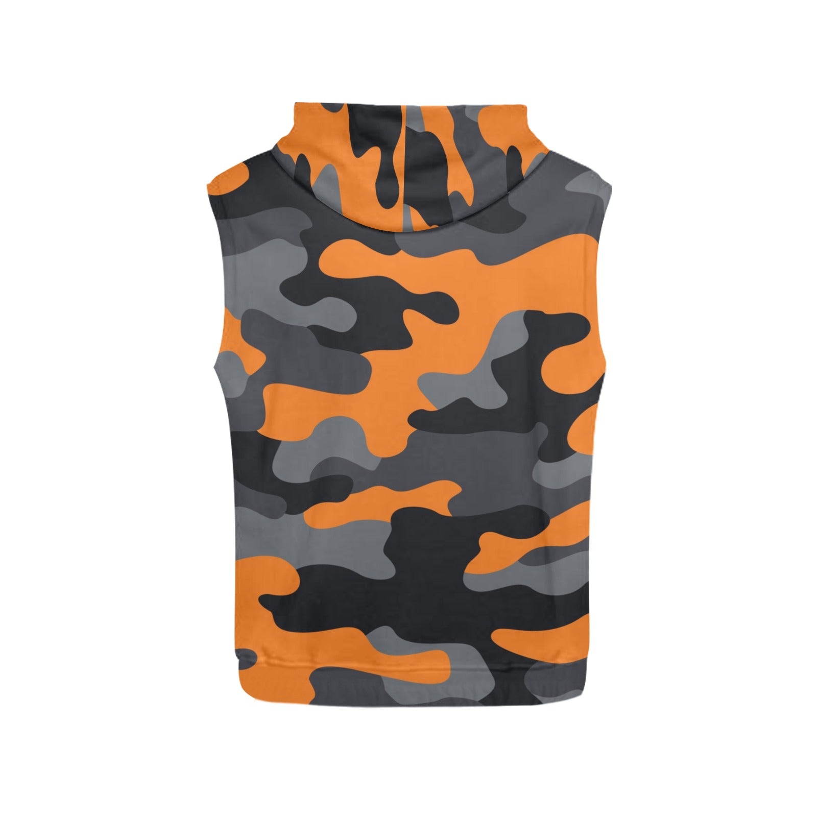Sleeveless Camo Hoodie For Women | Orange, Black, and Gray Camo Colors