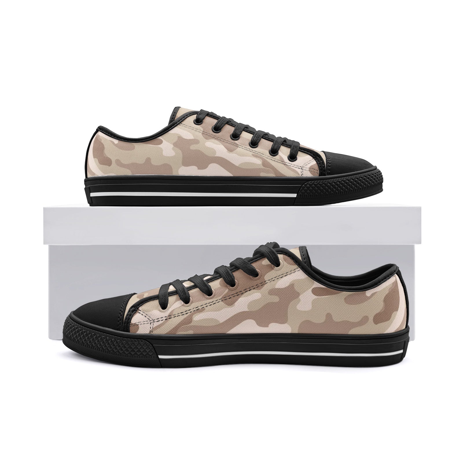 Camo Shoes | Low Top Canvas | Desert Brown Camouflage Camo Colors