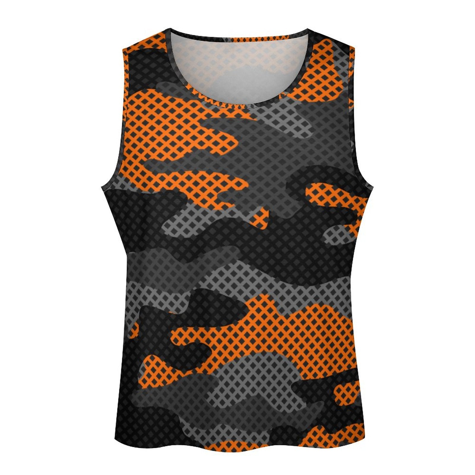 Camo Tank Top | Black & Orange Pixel Camouflage Camo Colors