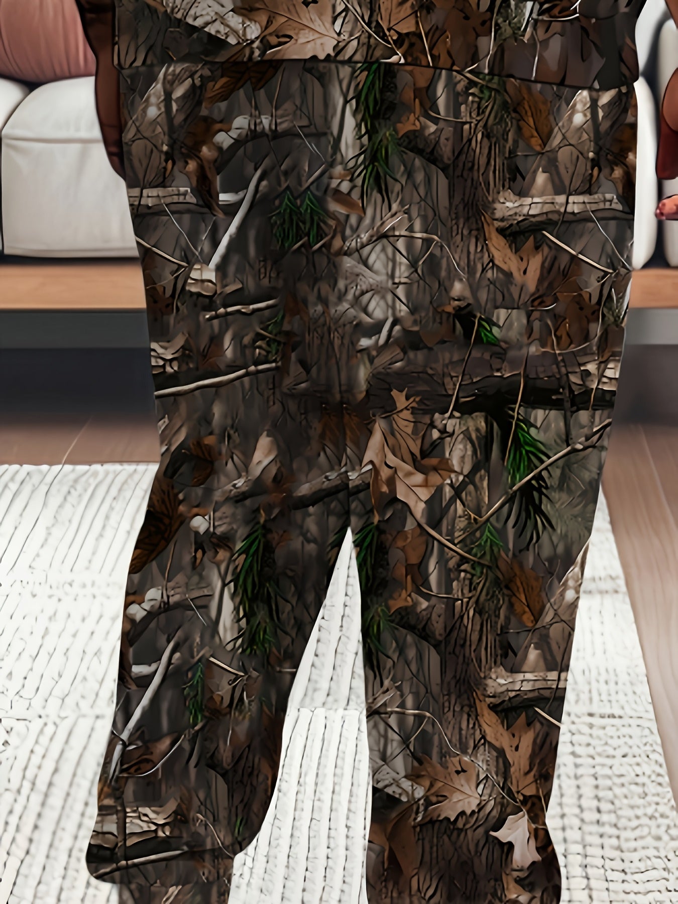 Men's Plus Size Hooded Sweater & Pants Set in Shrub 3D Print | Camo Colors