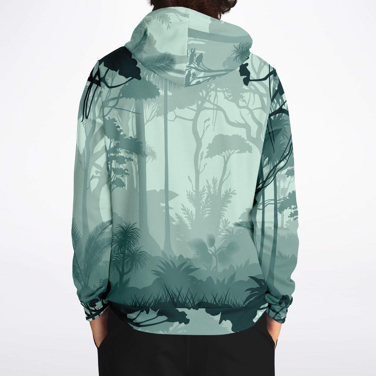 Dark Forest Print Hoodie | Tropical Rainforest Background | camo colors