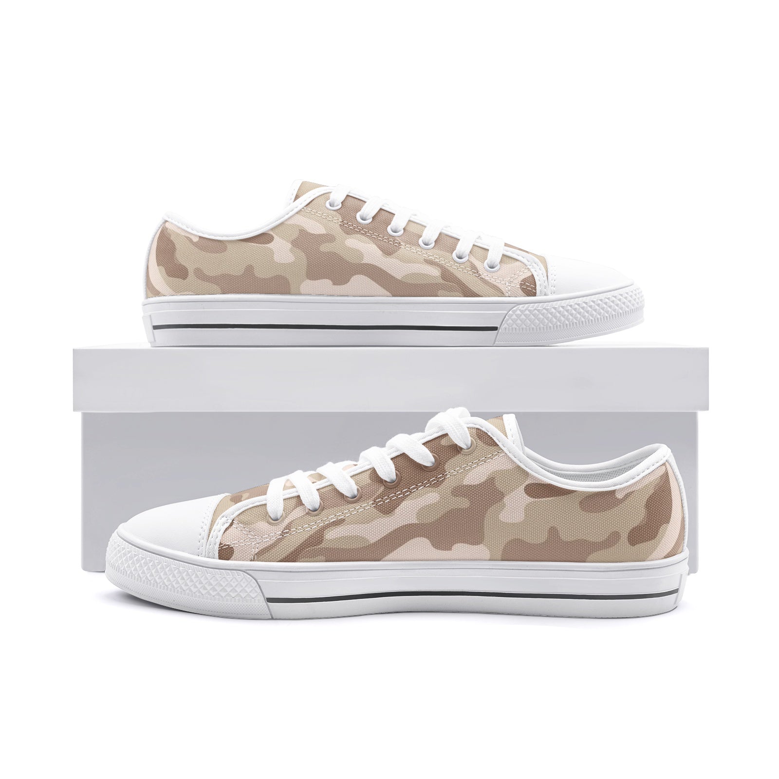 Camo Shoes | Low Top Canvas | Desert Brown Camouflage Camo Colors
