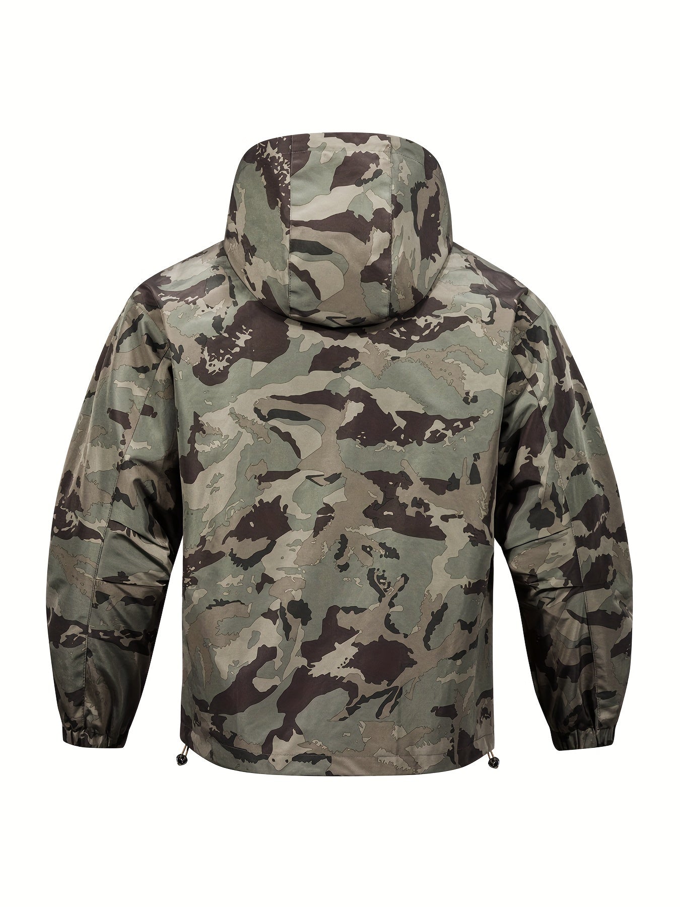 Men's Camo Windbreaker Jacket with a Hood | Multi Pocket Cargo Jacket Camo Colors