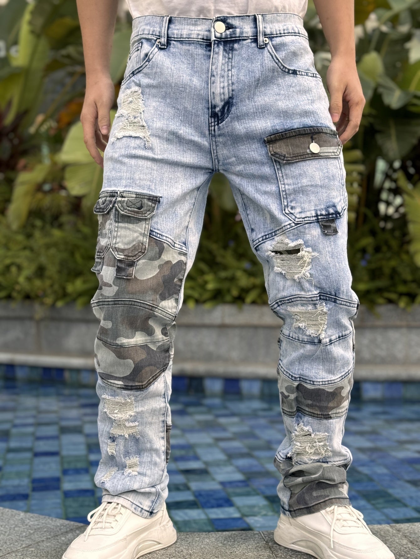 Men's Cargo Denim Pants – Loose Fit, Streetwear Style | Camo Colors