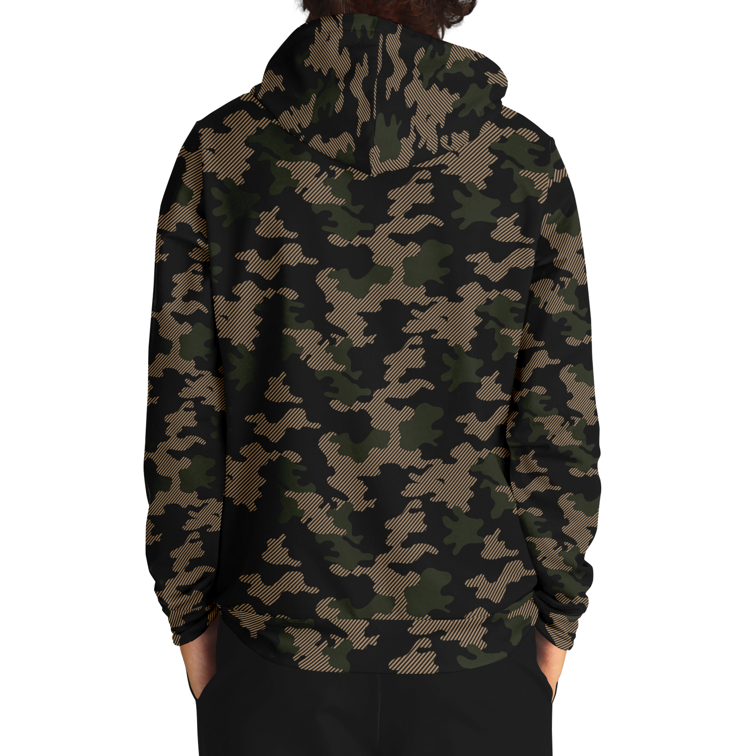 Military Green Camouflage Hoodie | Dark Jungle & Black Camo Colors