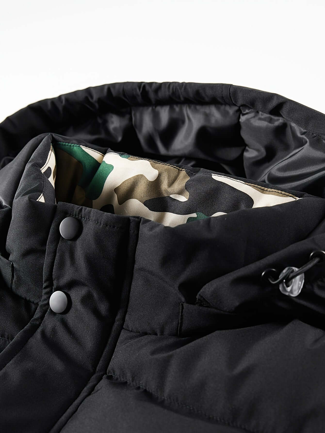 Men's Fleece-Lined Hooded Vest | Stylish Black and Camo Collar Camo Colors