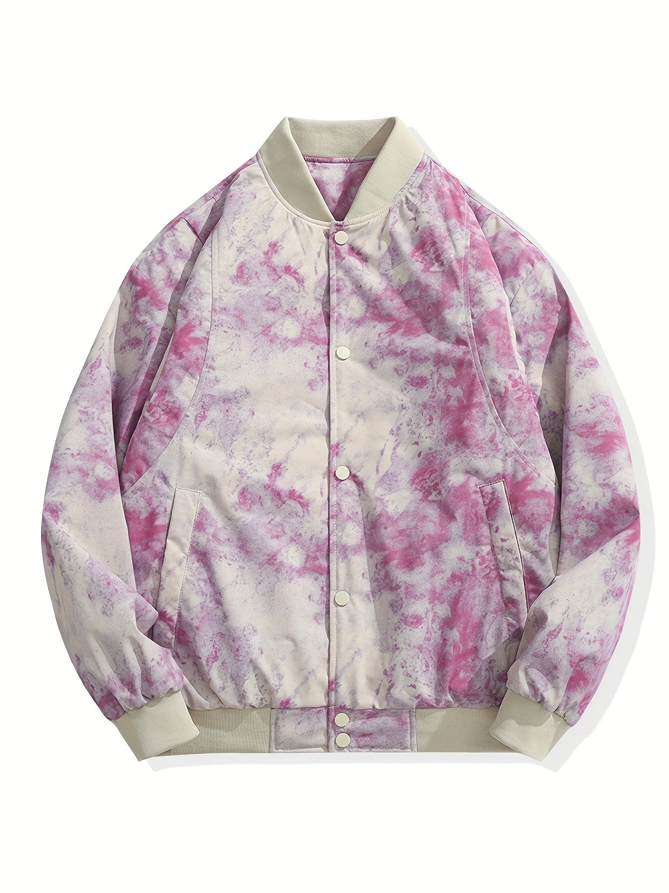 Vintage White Camo Jacket | Baseball Collar Long Sleeve Coat Camo Colors