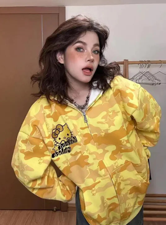 Hello Kitty Camo Zip Up Hoodie Camo Colors