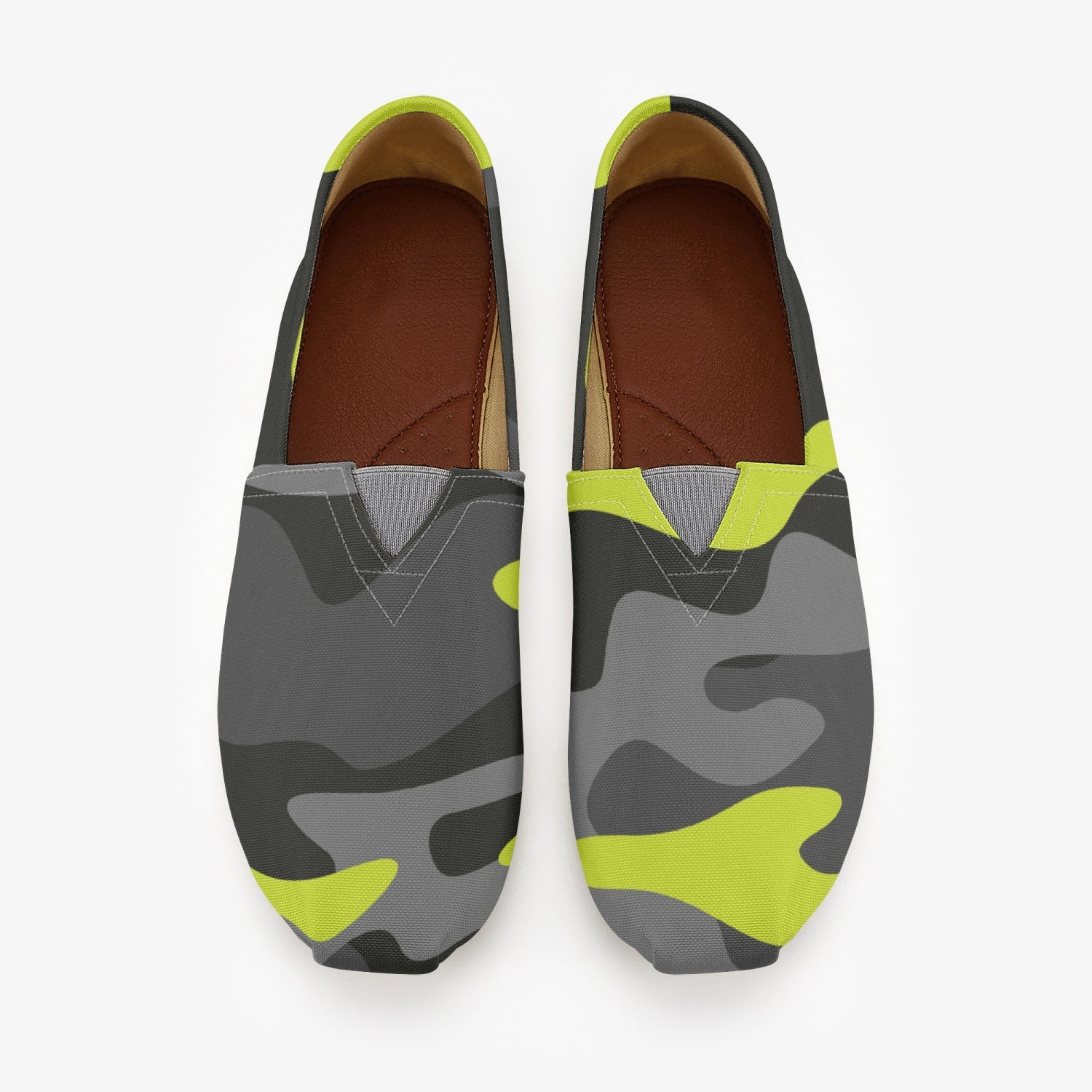 Camo Toms | Black, Gray, and Yellow camouflage Canvas Shoes Camo Colors
