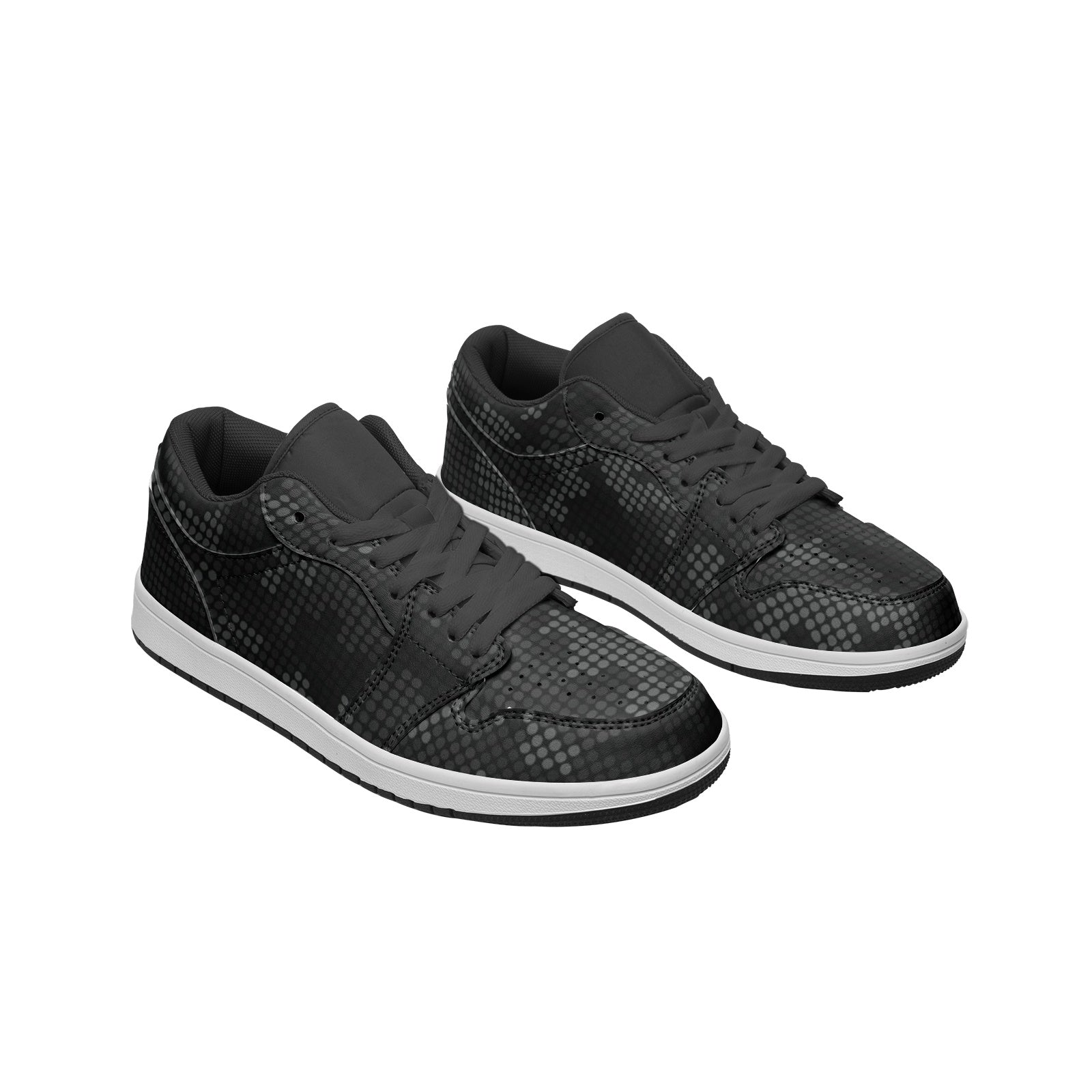 Black Camo Sneakers | Stylish Pixel | Unisex Low Top Leather Camo Colors