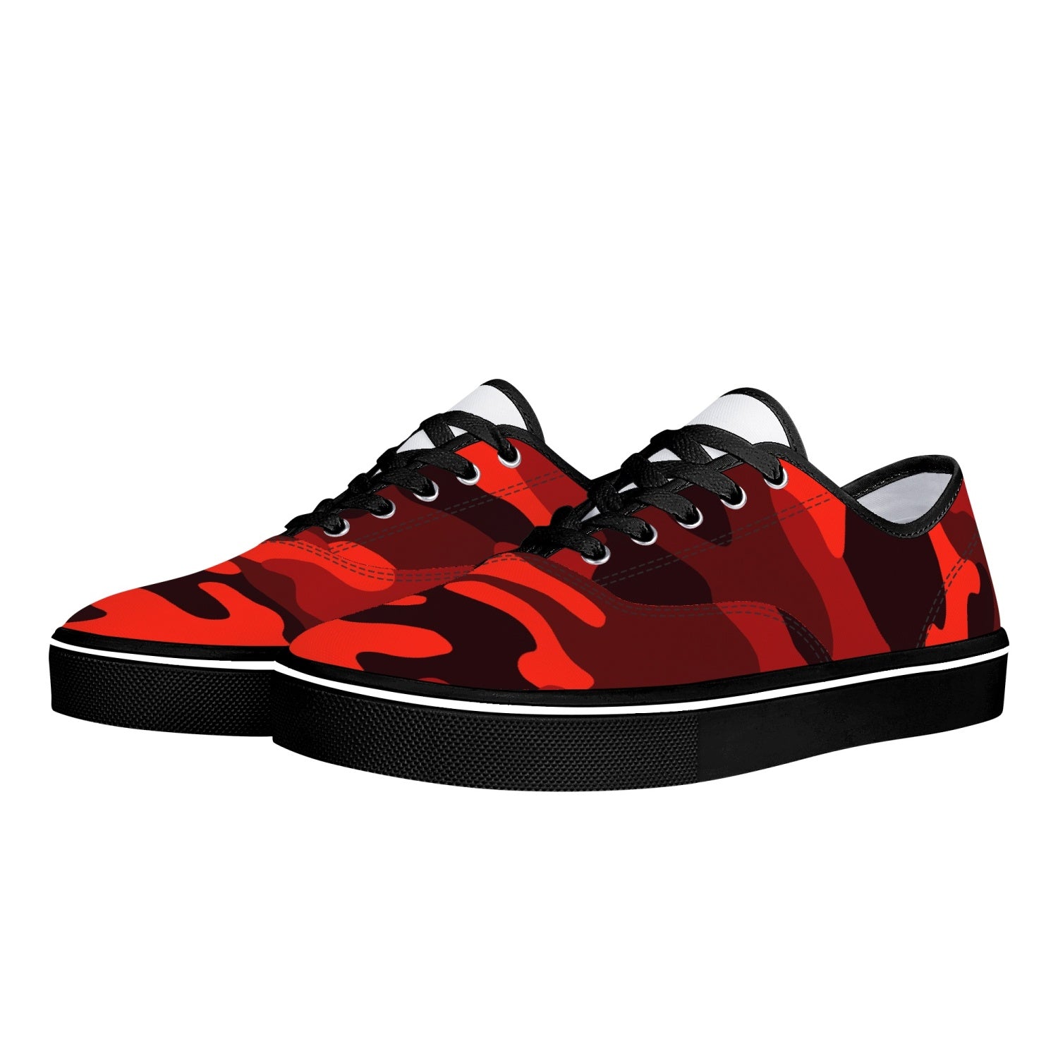 Camo Skate Shoes | Scarlet Red & Black Camouflage Camo Colors