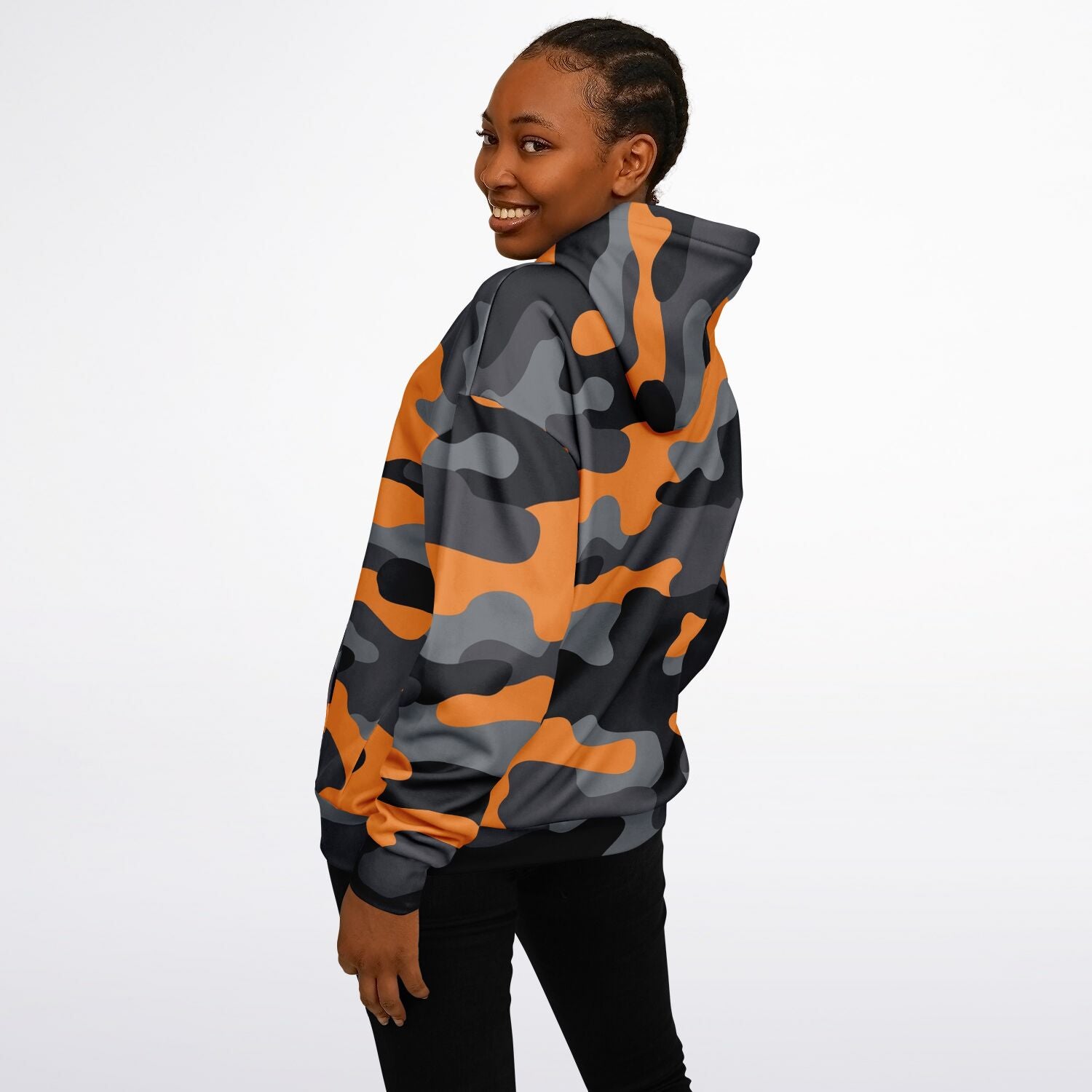 Oversized Camo Hoodie | Orange, Gray and Black | Camo Colors