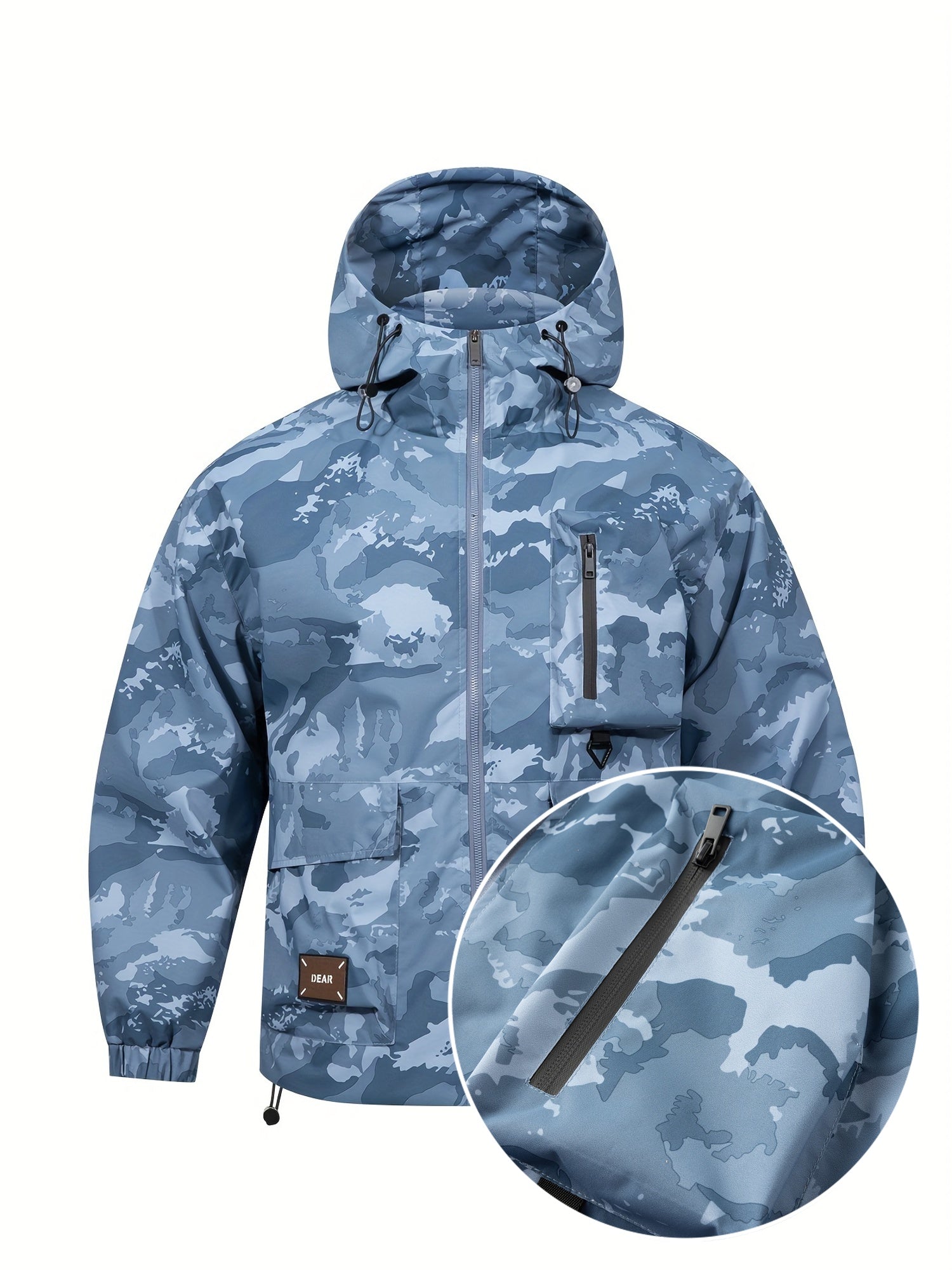 Men's Camo Windbreaker Jacket with a Hood | Multi Pocket Cargo Jacket Camo Colors
