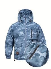 Men's Camo Windbreaker Jacket with a Hood | Multi Pocket Cargo Jacket Camo Colors