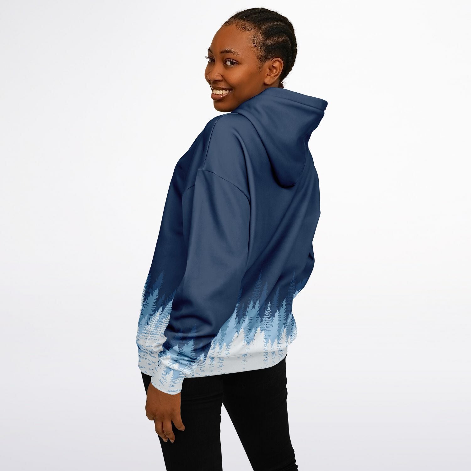 Heavyweight Oversized Hoodie | Blue & White Winter Forest | Camo Colors