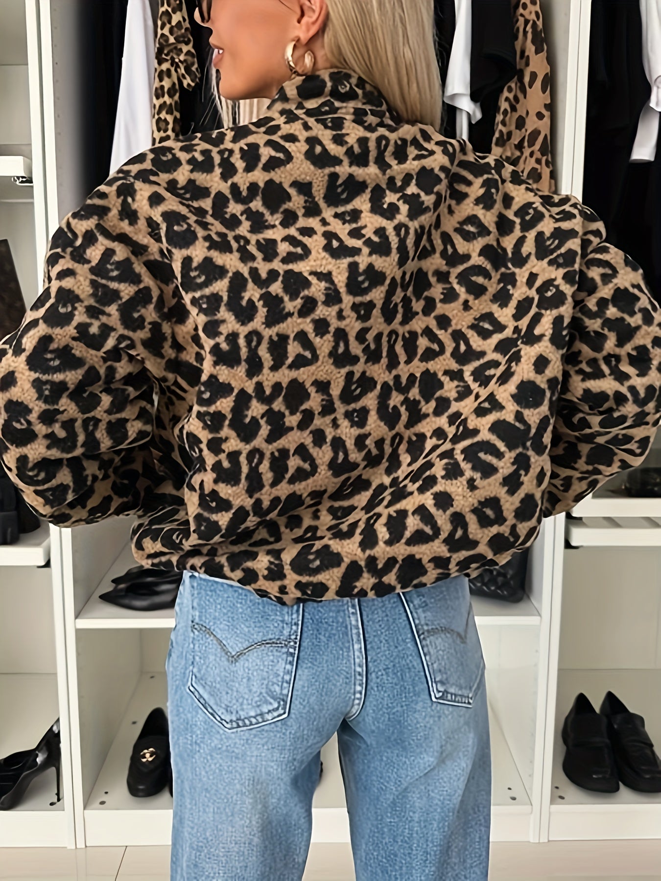 Women's Leopard Print Casual Button-Up Jacket | Camo Colors