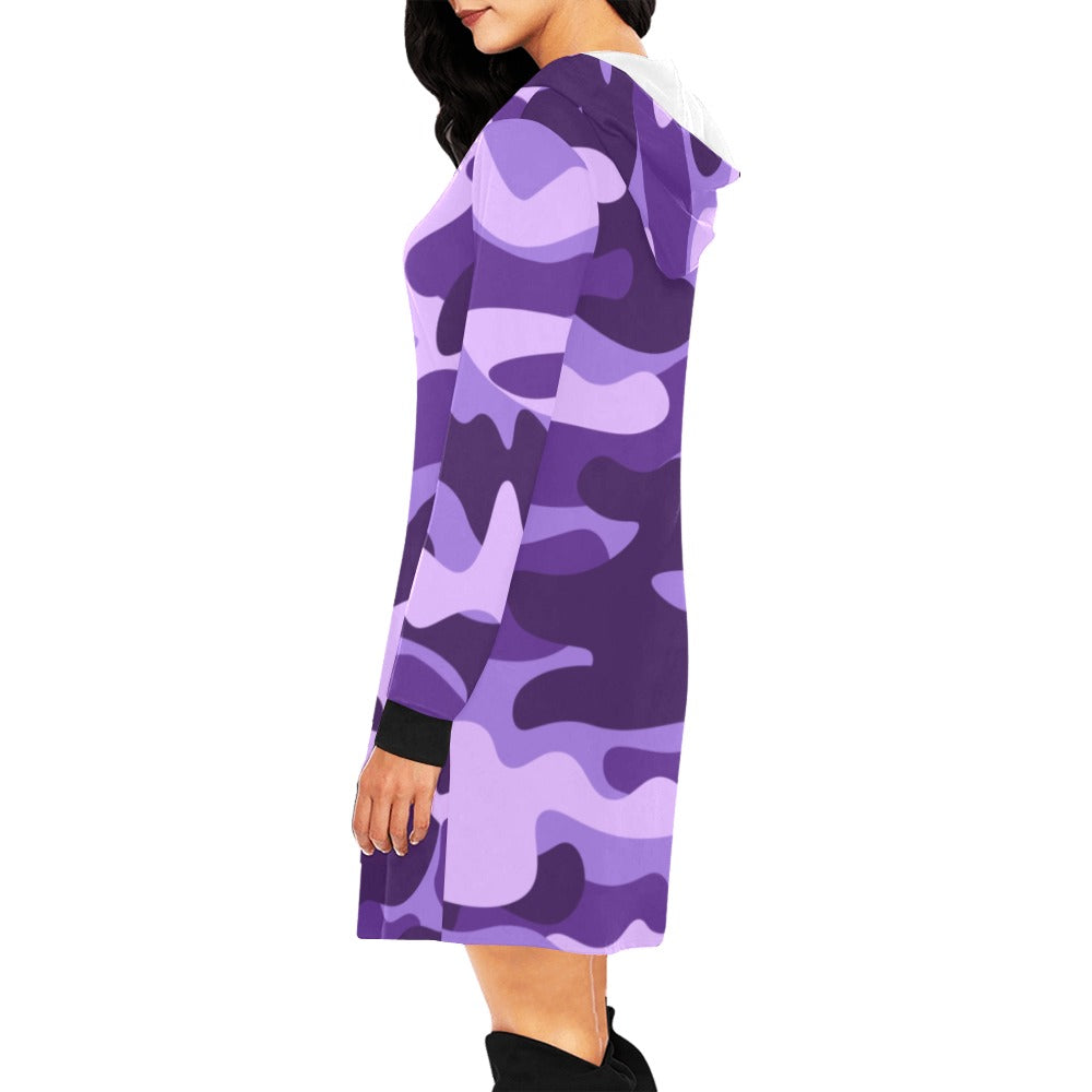 Camo Hoodie Dress | Purple, Blue and Mauve Camo Colors