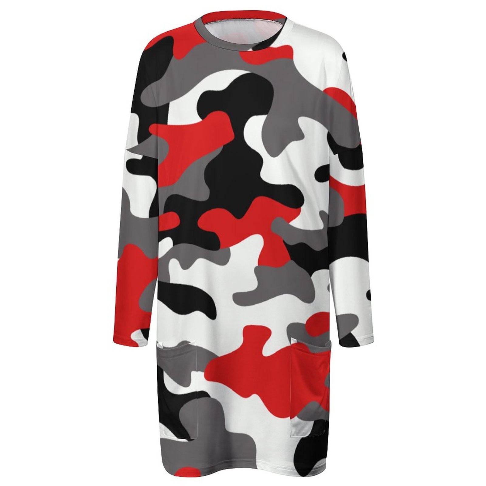 Camo Shirt | Loose Fit Long Sleeves | Red, Black, & White Camo Colors