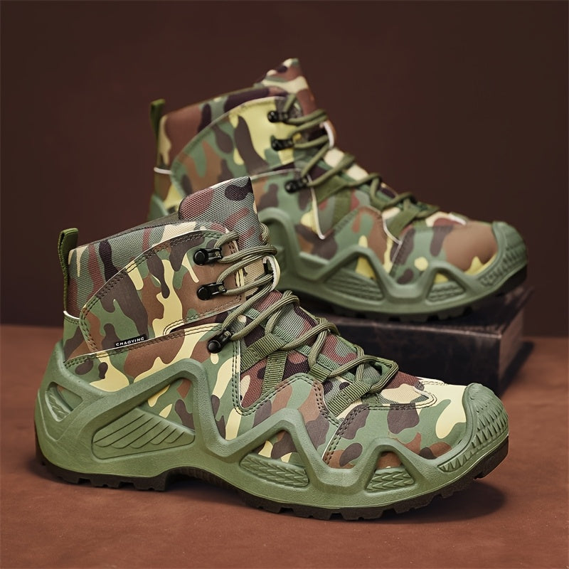 Men’s Comfy High Top Lace-Up Camouflage Walking Shoes Camo Colors