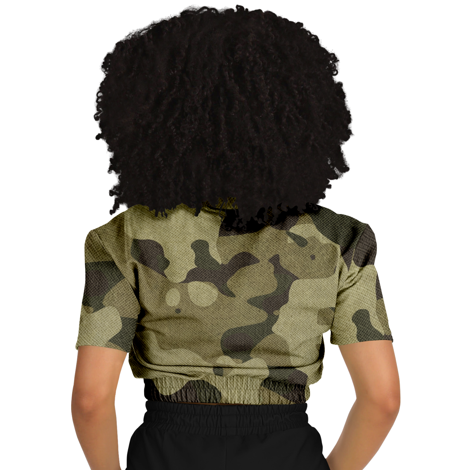 Camo Crop Top Sweatshirt | Green Fabric Camo Colors