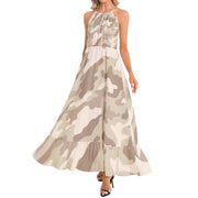 Camo Maxi Dress | Desert Brown | Ruffle Hem Camo Colors