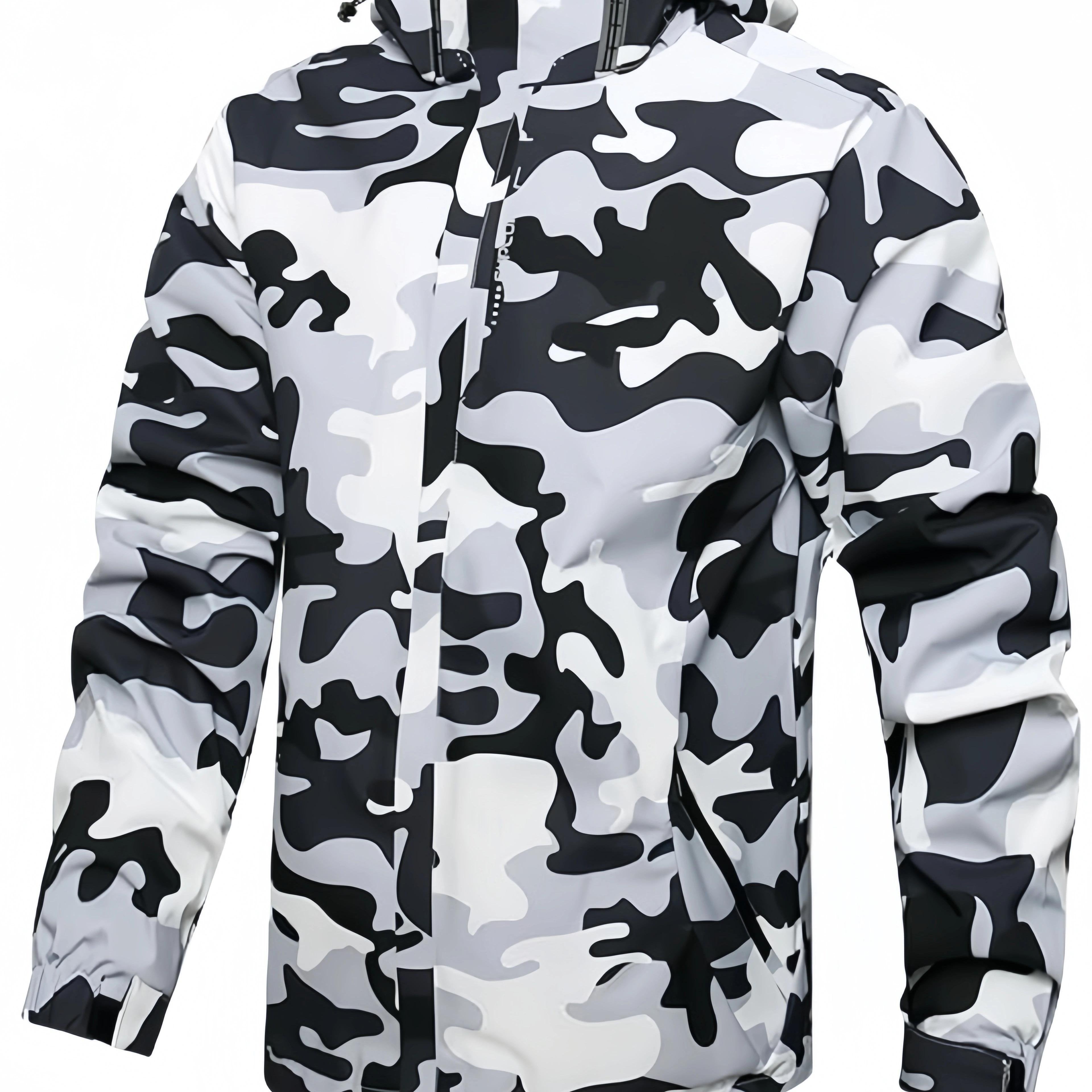 Men's Camo Hooded Jacket in Khaki / Ivory White Camo Colors