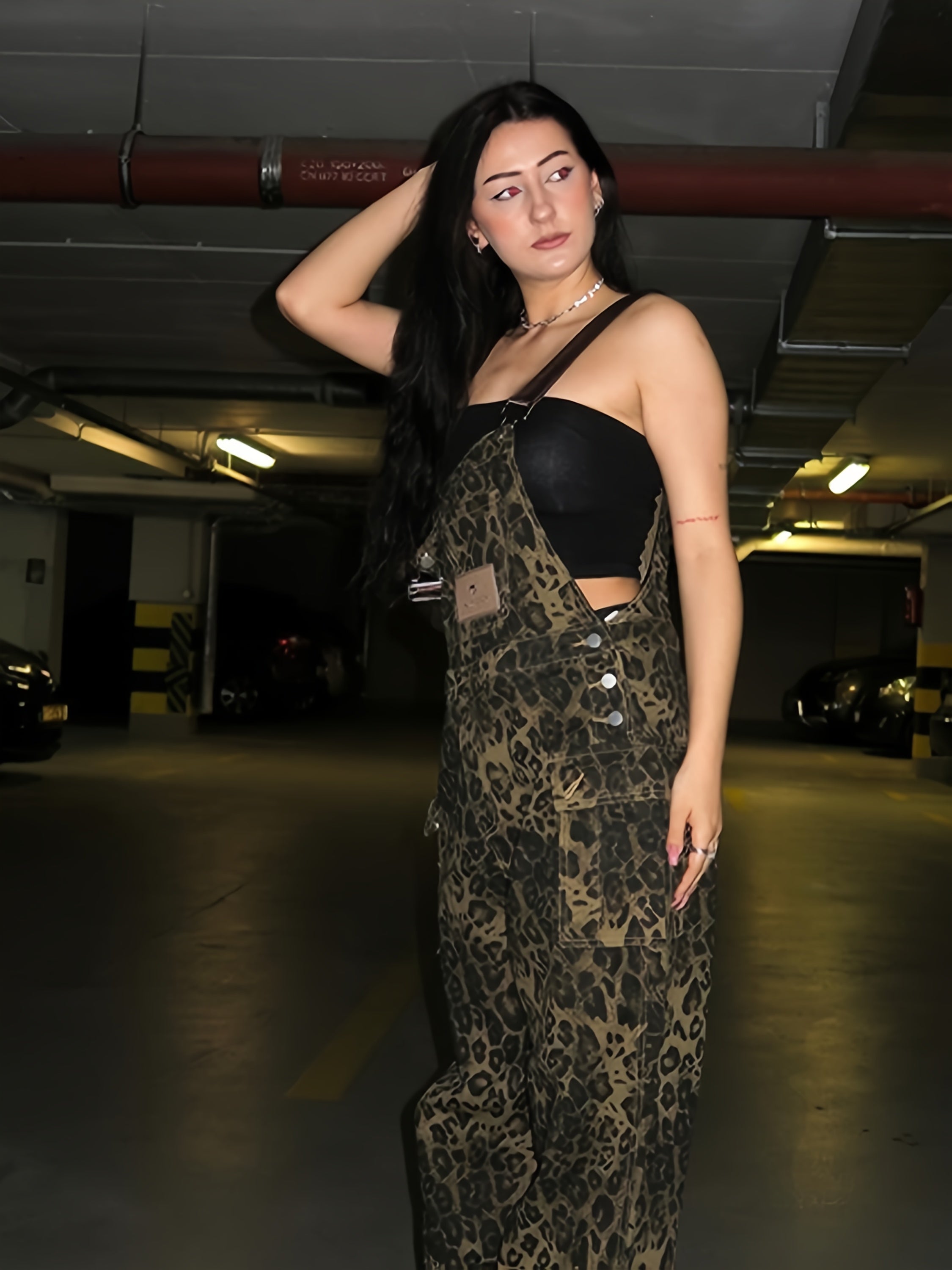 Women's Vintage Y2K Leopard Print Jumpsuit Camo Colors