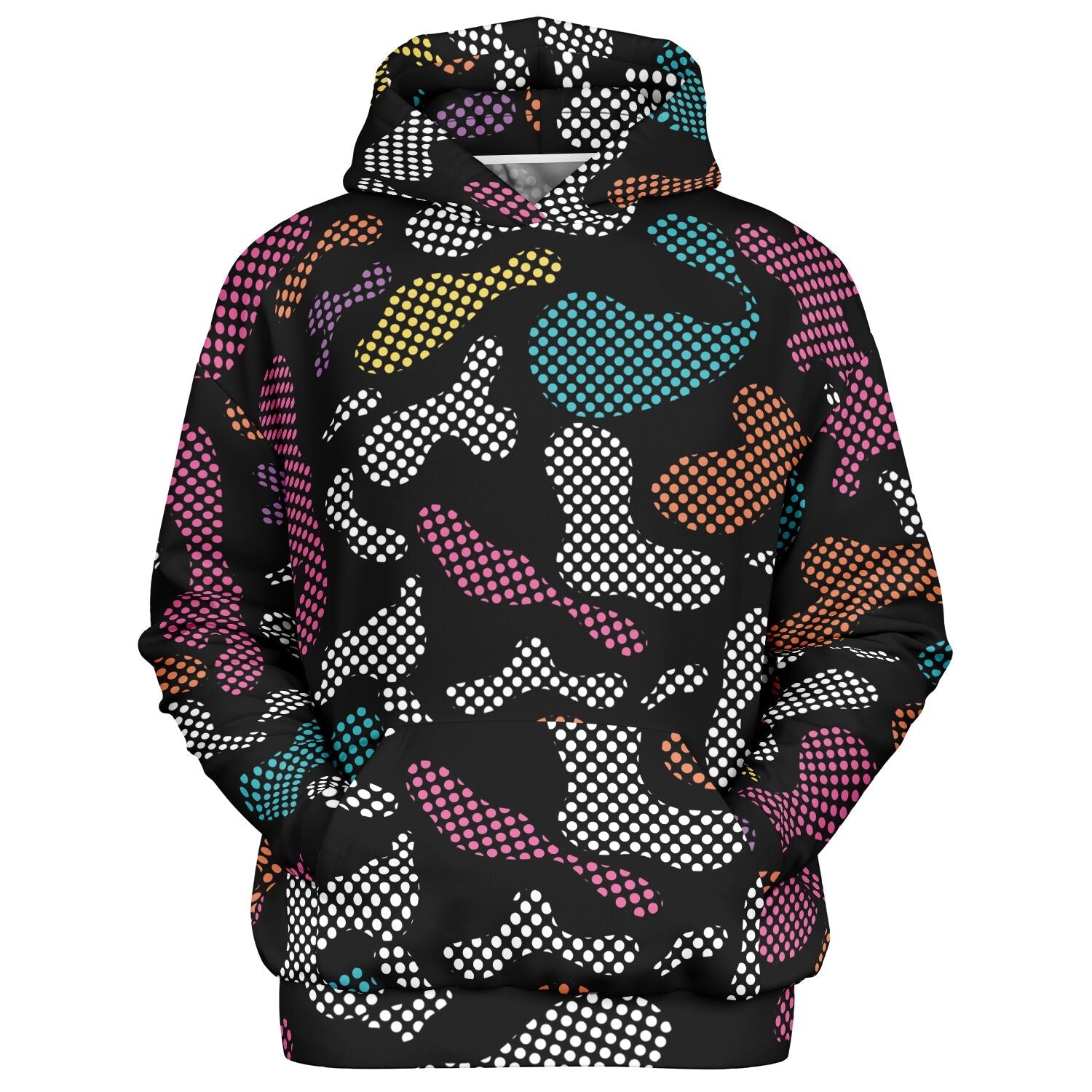Black Oversized Hoodie | Pixel Camouflage in PInk and Yellow | Camo Colors