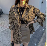 Women's Wool Blend Shirt & Leopard Print Jacket | Camo Colors