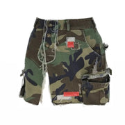 Patched Open Fire Distressed Camo Mini Skirt Camo Colors