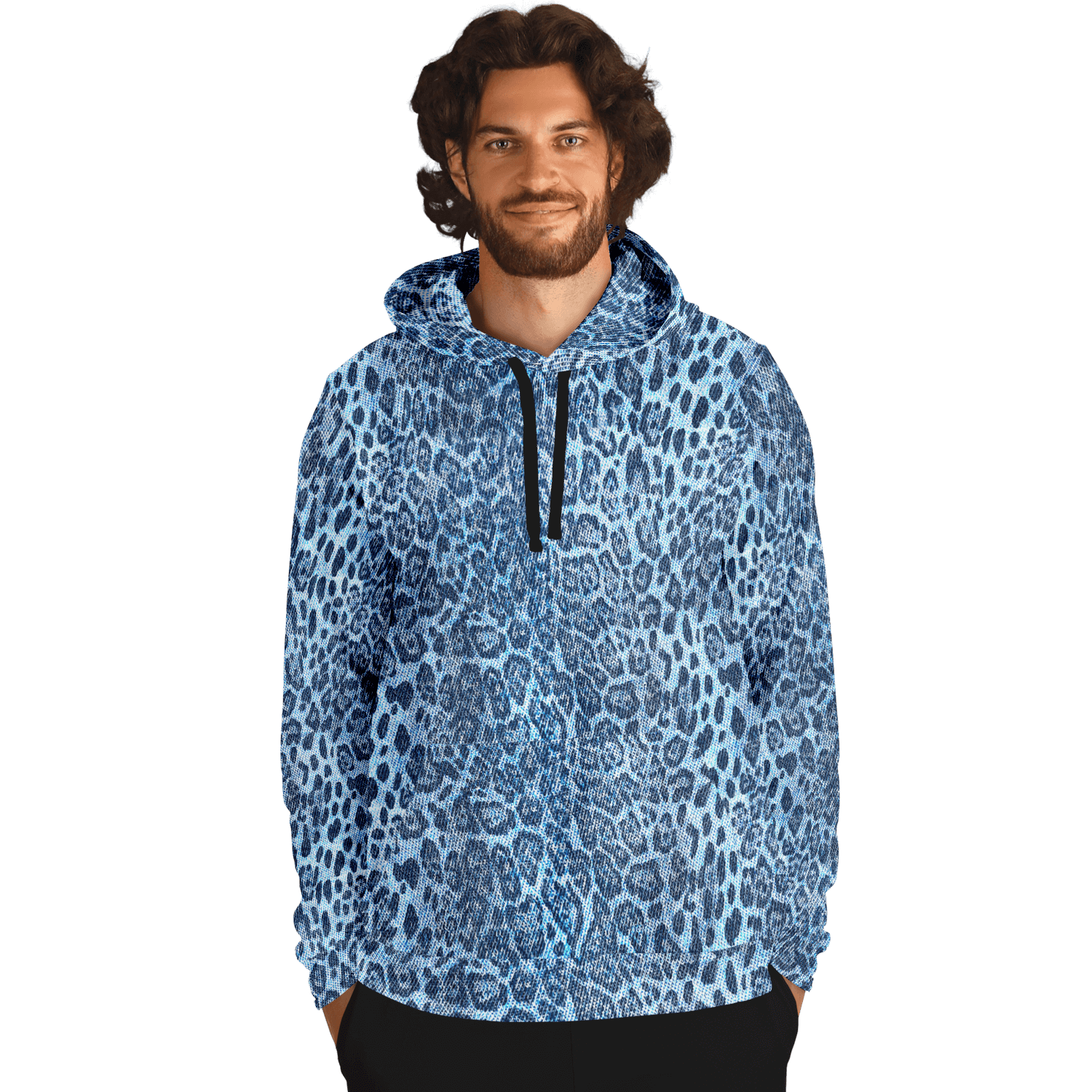 Leopard Print Hoodie | Blue Denim-Style | Camo Colors