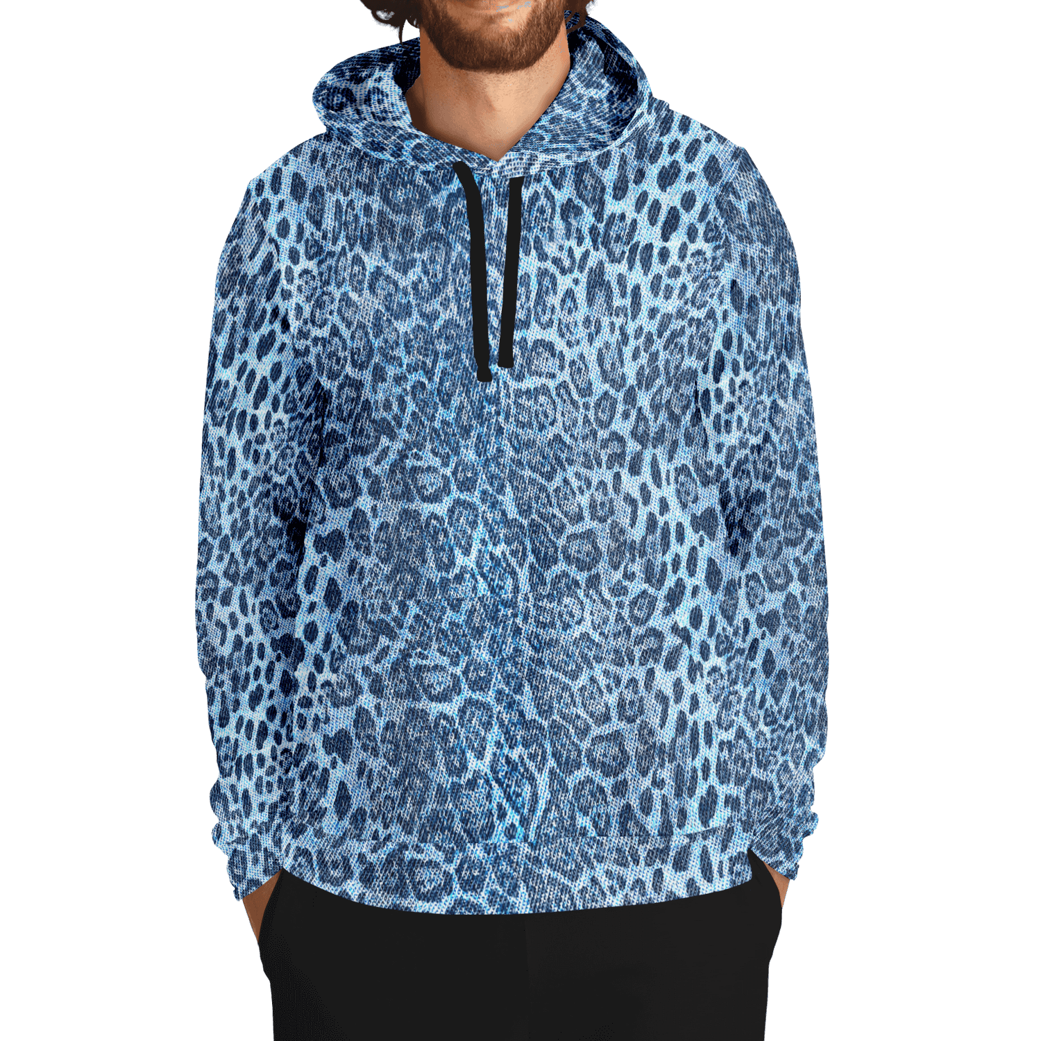 Leopard Print Hoodie | Blue Denim-Style | Camo Colors