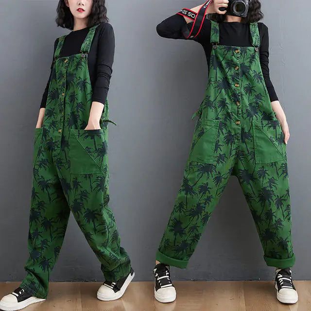 Korean Straight Green Jumpsuit for Women Camo Colors