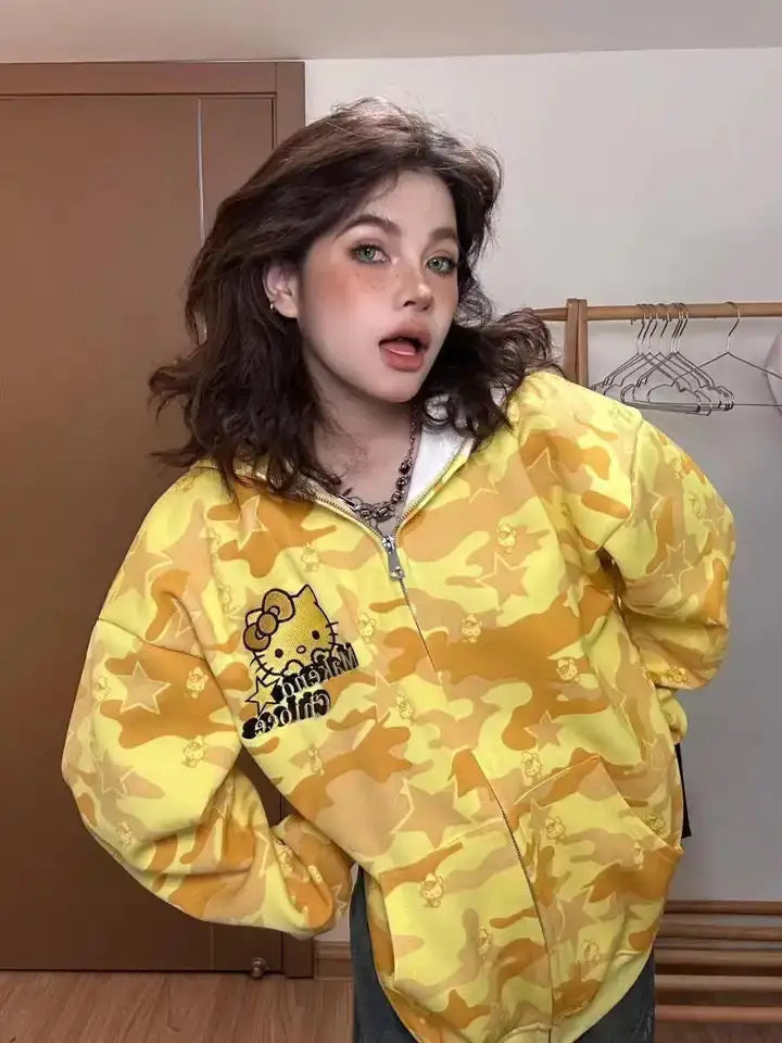 Hello Kitty Camo Zip Up Hoodie Camo Colors