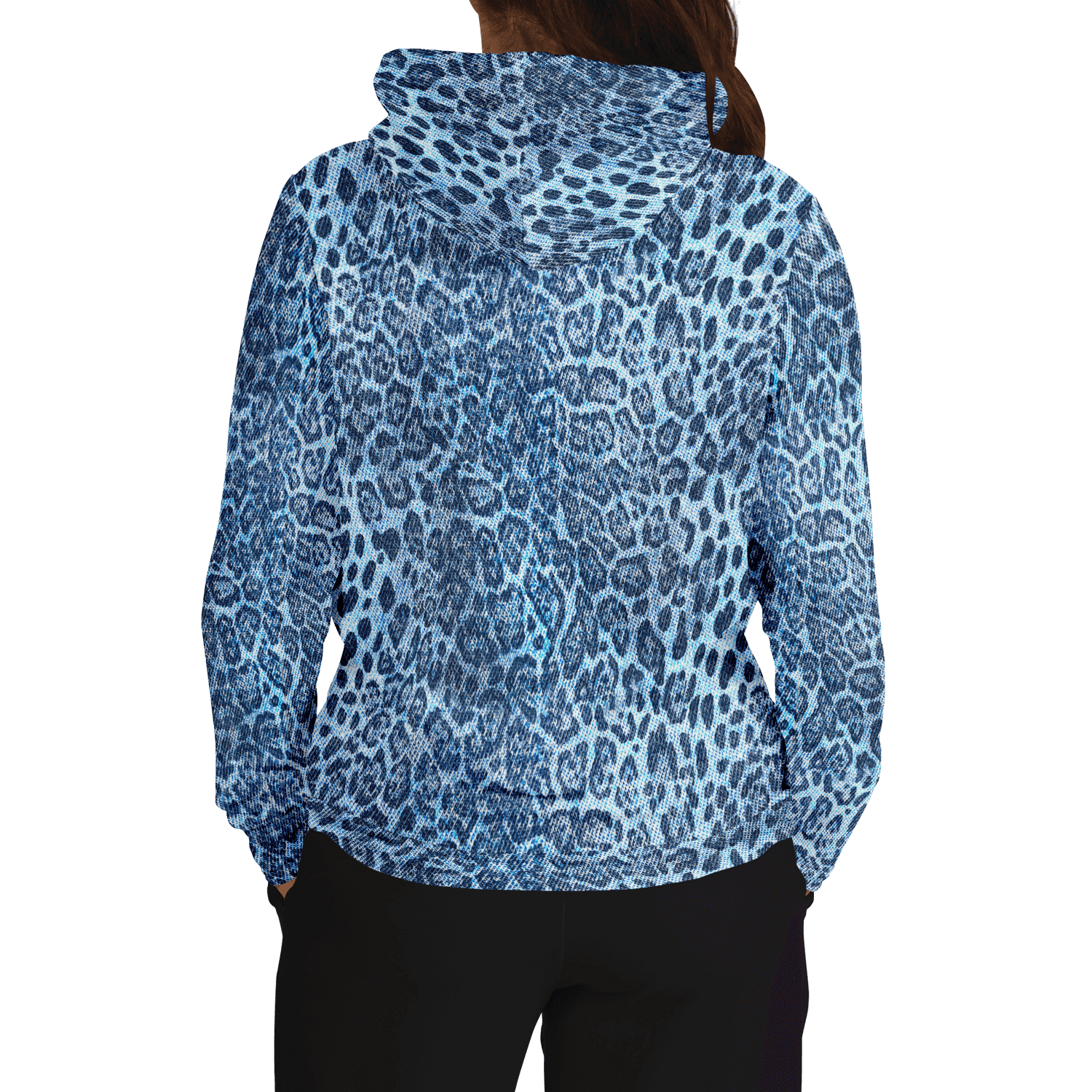 Leopard Print Hoodie | Blue Denim-Style | Camo Colors
